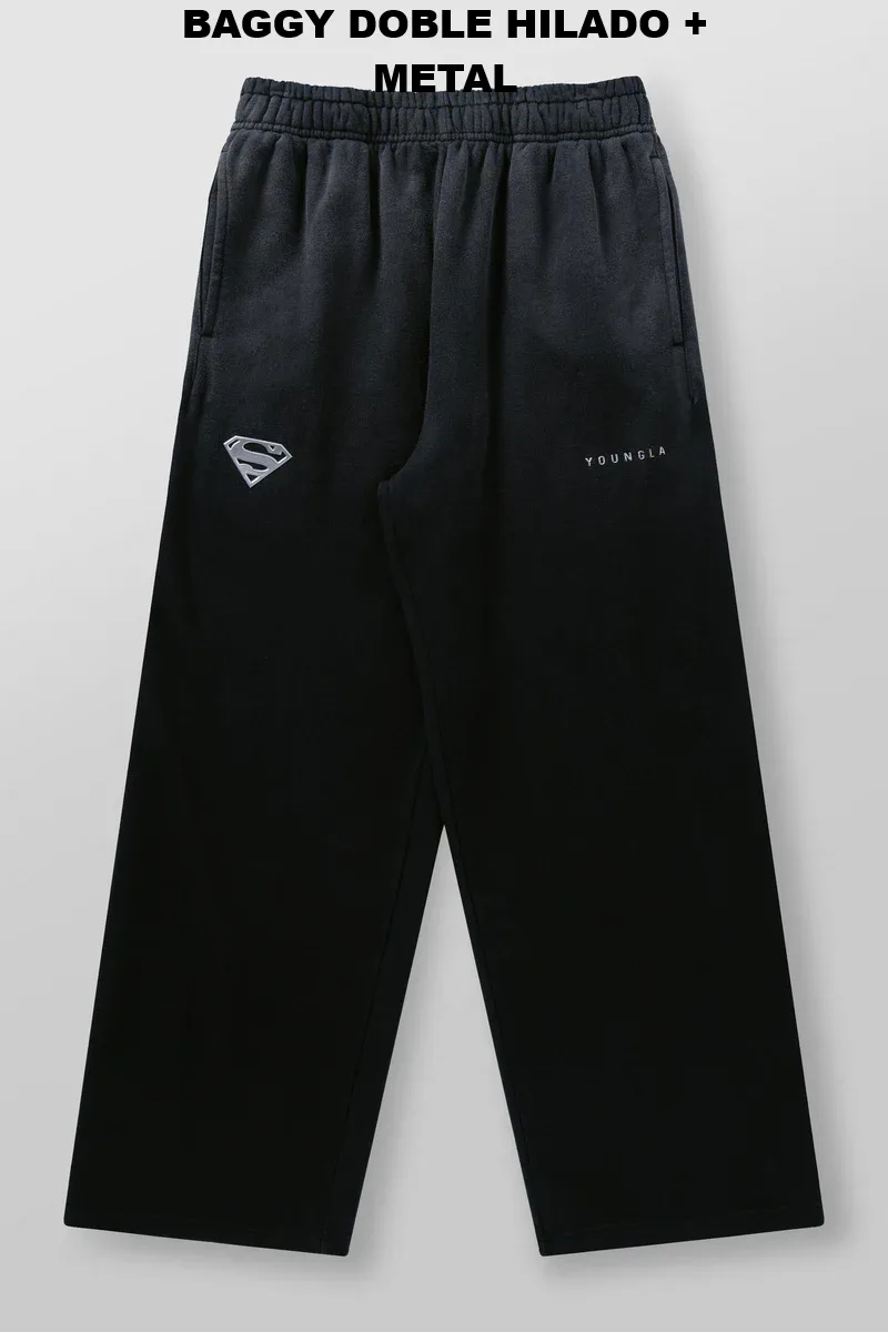 Baggi Superman Black Wash doble hillado + logo metalico